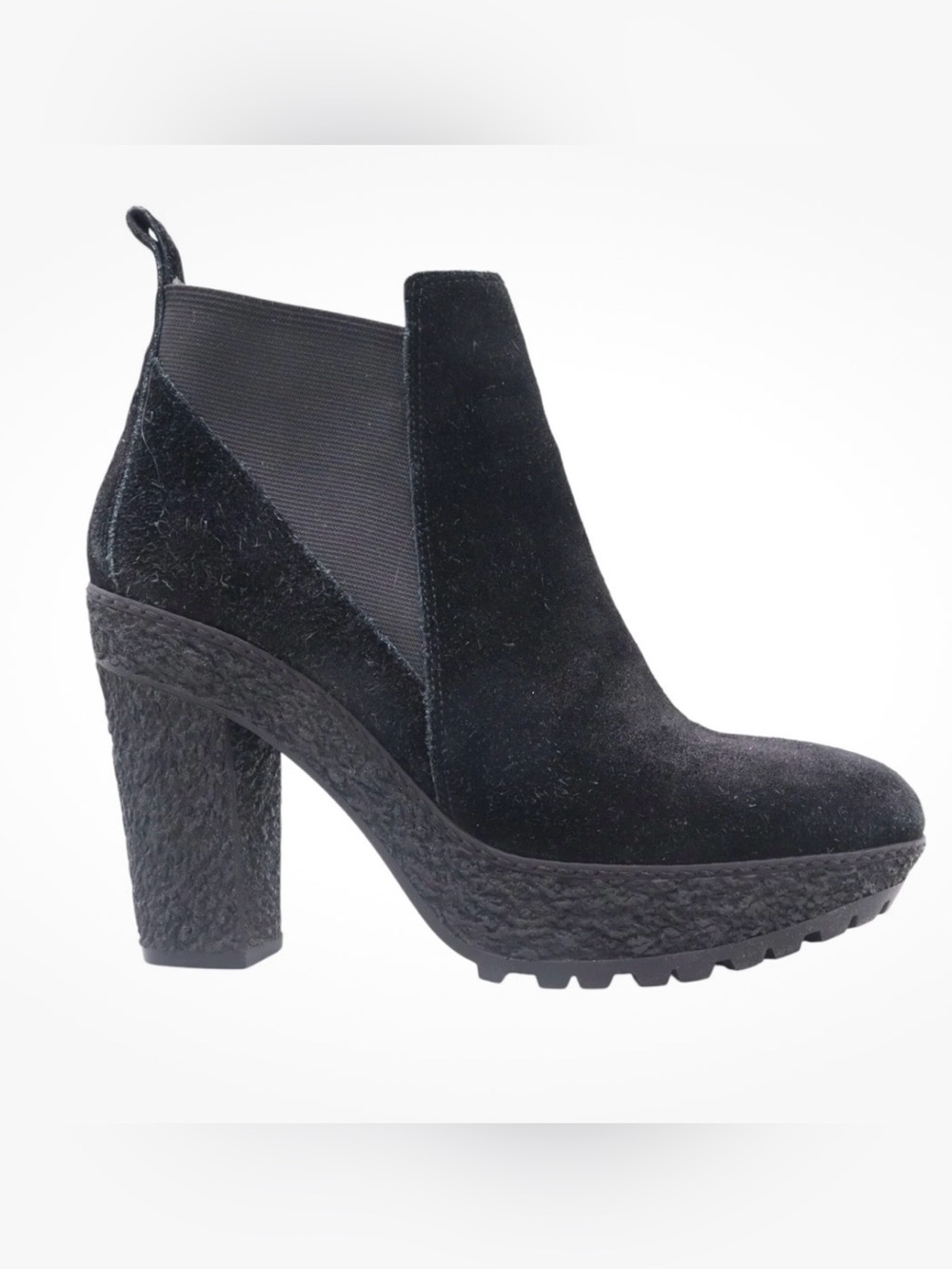 Diane von Furstenberg Paisley Sz 8.5 Black Lug Sole Chelsea Platform Ankle Boots